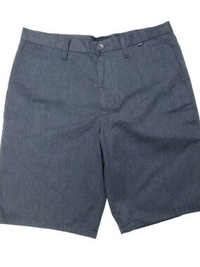 Hurley Shorts Mens 33 Thick Flat Front Skater Casual Gray Cotton Polyester